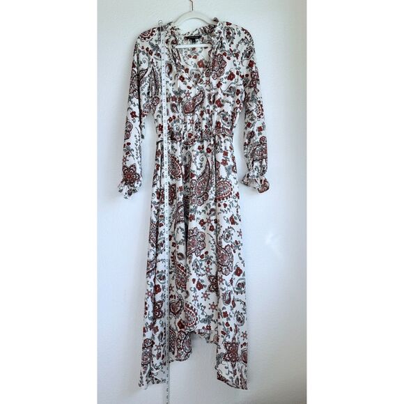 Banana Republic Womens Long Sleeve Voluminous Sleeve Midi Dress in Paisley Print - Picture 10 of 14